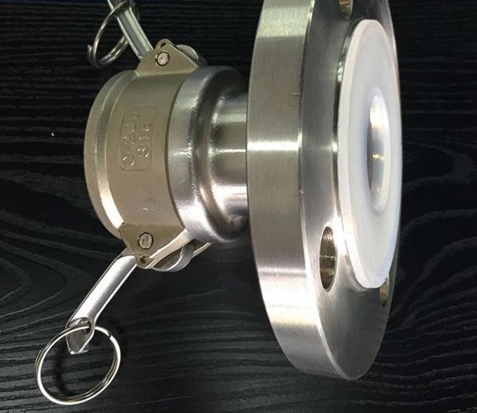 AA59326 PTFE Lined Pipe Fittings Female Cam Lock With Fixed Flange