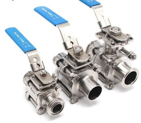 DN10~DN100 1 1/4in Stainless Steel Sanitary Valves Three Piece Ball Valve