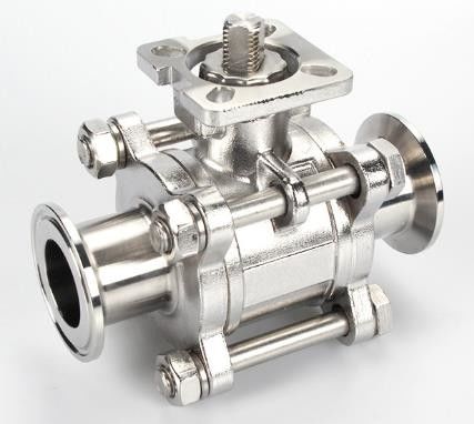 Pneumatic DN10~DN100 1/2in 3 Way Sanitary Ball Valve With Spring Actuator