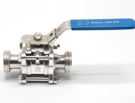 Manual SS304 Stainless Steel Sanitary Valves 3 PCS Ball Valve