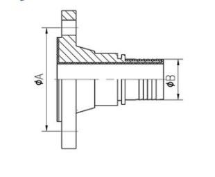 PFA Lined 3/4 Inch Pipe Flange 19mm Hose Fittings With Toothed Hose Shank