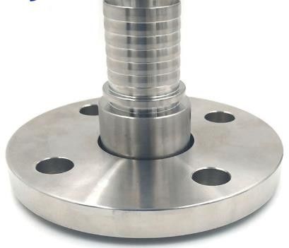 Swivel flange with toothed hose shank for connecting with another hose closely