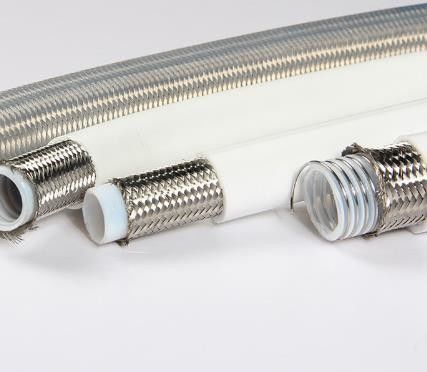 ID38mm OD55mm Rubber Cover Ptfe Convoluted Tubing For Hot Air Oil