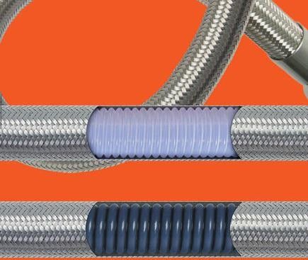 Convoluted Antistatic ID9.5mm  Lined Hose 0.9mm Thick Ptfe Braided Hose