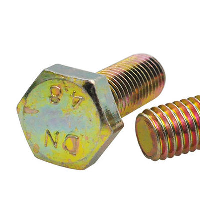 Zinc Yellow Plated Hexagon Head Din 933 Grade 8 Steel Bolts