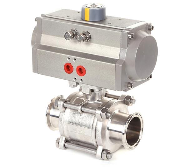 Pneumatic DN10DN100 1/2in 3 Way Sanitary Ball Valve With Spring Actuator